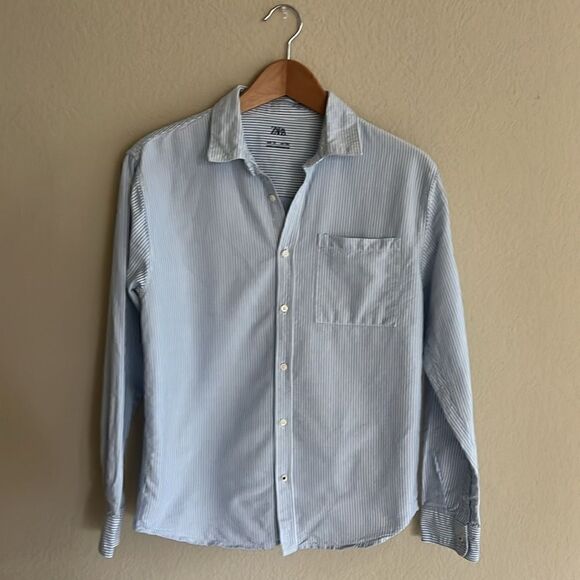 Zara STRIPED OXFORD SHIRT size 14 - Picture 4 of 13